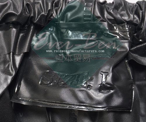 China black PVC waterproof rain pants label